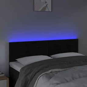 Κεφαλάρι Κρεβατιού LED Μαύρο 144x5x78/88 εκ. Βελούδινο - Μαύρο
