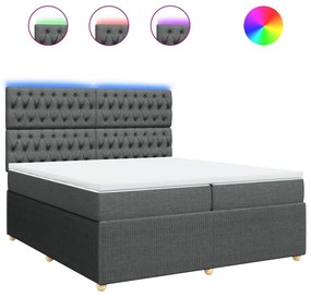 vidaXL Κρεβάτι Boxspring με Στρώμα Σκούρο Γκρι 200x200 εκ. Υφασμάτινο