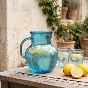 ΚΑΝΆΤΕΣ KANATA GLASS DROPS RIBBED 2,3L AQUA BLUE