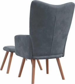vidaXL Πολυθρόνα Relax Σκούρο Γκρι Βελούδινη με Σκαμπό