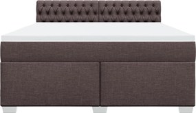 vidaXL Κρεβάτι Boxspring με Στρώμα Σκούρο Καφέ 180x200 εκ Υφασμάτινο