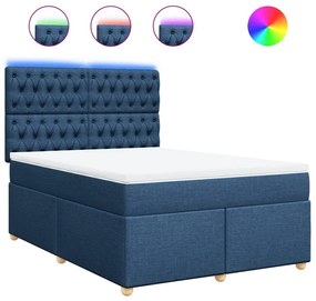 vidaXL Κρεβάτι Boxspring με Στρώμα Μπλε 160x200 εκ. Υφασμάτινο