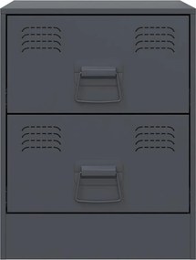 vidaXL Κομοδίνα 2 τεμ. Ανθρακί 34,5 x 39 x 44 εκ. από Χάλυβα