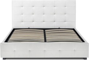 Κρεβάτι Iro Megapap από τεχνόδερμα με αποθηκευτικό χώρο χρώμα λευκό 160x200εκ.