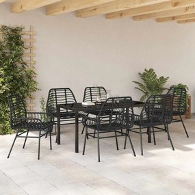 vidaXL Σέτ φαγητού για κήπο 7 pcs Μαύρο συνθετικό ρατάν