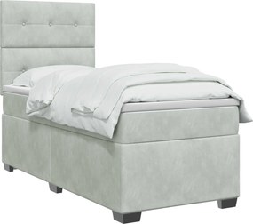 vidaXL Κρεβάτι box spring με στρώμα Ανοιχτό γκρι 100 x 200 cm Βελούδο