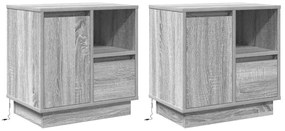 vidaXL Κομοδίνο με 2 pcs Γκρι 50 x 34.5 x 50 εκ. Επεξεργασμένο ξύλο
