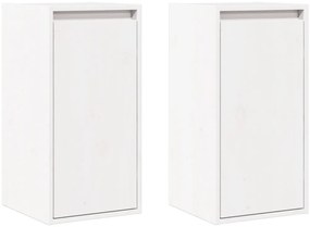 vidaXL Ντουλάπια Τοίχου 2 τεμ. Λευκά 30x30x60 εκ από Μασίφ Ξύλο Πεύκου