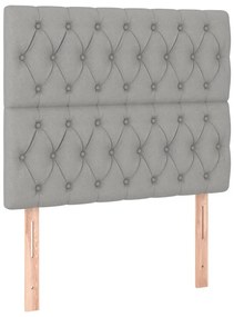 vidaXL Κρεβάτι Boxspring με Στρώμα &amp; LED Αν.Γκρι 90x200 εκ. Υφασμάτινο