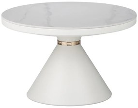 Βοηθητικό τραπέζι Coozlin Inart sintered stone σε απόχρωση λευκό μαρμάρου με λευκό-χρυσό μέταλλο Φ70