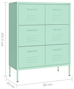 Συρταριέρα Χρώμα Μέντα 80 x 35 x 101,5 εκ. από Ατσάλι - Πράσινο