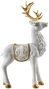 Χριστουγεννιάτικος Διακοσμητικός Τάρανδος Polyester Λευκός-Χρυσός 20x7,6x33,7εκ. Zen Collection 25.42.51978