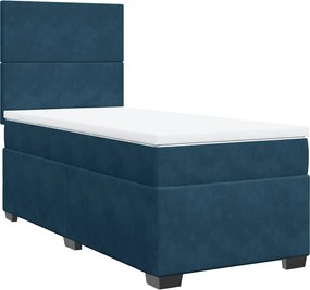 vidaXL Κρεβάτι Boxspring με Στρώμα Μπλε 80 x 200 εκ. Βελούδινο
