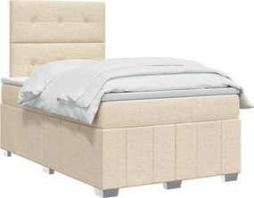 vidaXL Κρεβάτι box spring με στρώμα Κρεμ 120 x 190 cm Ύφασμα