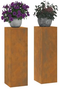 vidaXL Υπαίθριες Στήλες Φυτών 2 τεμ 24x24x75 εκ Υποβαθμισμένο Ατσάλι