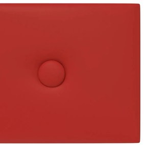 Πάνελ Τοίχου 12 τεμ. Μπορντό 60x15 εκ. 1,08 μ² Συνθ. Δέρμα - Κόκκινο