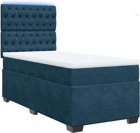 vidaXL Κρεβάτι Boxspring με Στρώμα Μπλε 80 x 200 εκ. Βελούδινο