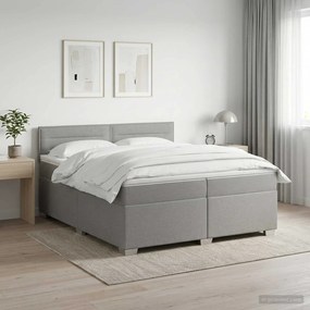 vidaXL Κρεβάτι box spring με στρώμα Ανοιχτό γκρι 200 x 200 cm Ύφασμα
