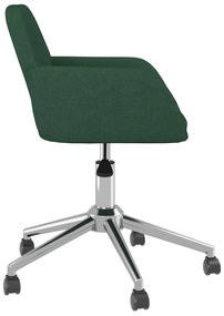 vidaXL Καρέκλες Τραπεζαρίας Περιστρ. 2 τεμ. Σκούρο Πράσινο Υφασμάτινες