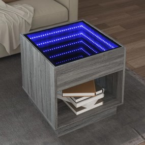 Τραπεζάκι Σαλονιού Άπειρο Φως LED Γκρι Sonoma 50x50x50 εκ.