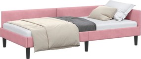 vidaXL Κρεβάτι Γωνίας Ροζ 90 x 190 cm Βελούδο