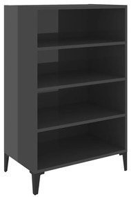 vidaXL Ραφιέρα Γυαλιστερή Γκρι 57 x 35 x 90 εκ. από Επεξ. Ξύλο