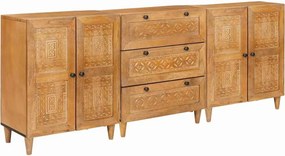 vidaXL Πλαϊνό γραφείο 3 τμχ. 180 x 33,5 x 75 εκ. Μασίφ ξύλο μάνγκο