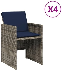 vidaXL Καρέκλες Κήπου 4 τεμ. Γκρι από Συνθετικό Ρατάν με Μαξιλάρια