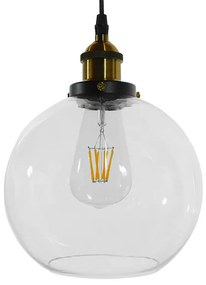 GloboStar® COLLINS 01170 Vintage Κρεμαστό Φωτιστικό Οροφής Μονόφωτο 1 x E27 Γυάλινο Καμπάνα Φ18 x Y25cm