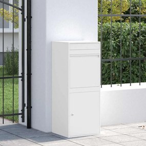 vidaXL Θυρίδα Πακέτων με αποθήκευση Λευκό 41 x 38 x 103 εκ Ατσάλι