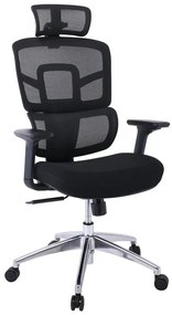BF8400 Πολυθρόνα Γραφείου Διευθυντή, Mesh - Ύφασμα Μαύρο, Βάση Αλουμίνιο