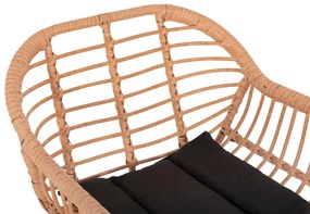 Σκαμπό Μπαρ ALLEGRA C5640.11 Μαύρο Μεταλλικό Ψηλό με Μπεζ P.E. Rattan 54x55x108Υεκ. 54x55x108 εκ.
