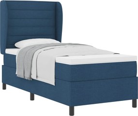 vidaXL Κρεβάτι με ελατήρια με στρώμα Μπλε 90 x 200 cm ύφασμα