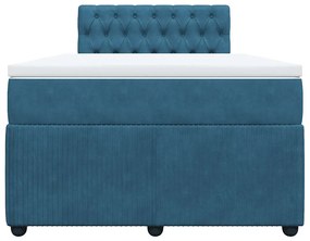 vidaXL Κρεβάτι Boxspring με Στρώμα Μπλε 120x200 εκ. Βελούδινο