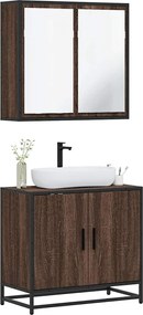 vidaXL Σετ Επίπλων Μπάνιου 2 Τεμαχίων Καφέ Δρυς από Τεχν. Ξύλο