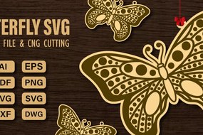 Σετ των 2 Intra απο ξύλο plywood 3mm-4mm πάχος πεταλούδας και κοπής CNC Δίασταση 20x30 cm INTRAFABR-98627411