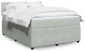 vidaXL Κρεβάτι Boxspring με Στρώμα Ανοιχτό Γκρι 140x200 εκ. Βελούδινο
