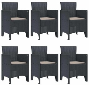 vidaXL Σέτ φαγητού για κήπο 7 pcs Ανθρακί Rattan Polt