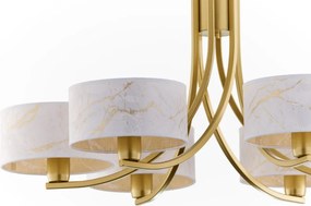 Κρεμαστό Πολύφωτο Arthur Φ78cm Χρυσό με Λευκό Ύφασμα