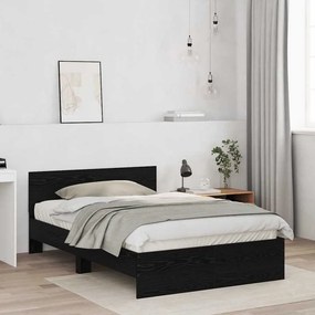 vidaXL Κρεβάτι με Κεφαλάρι Μαύρη Δρυς 120 x 190 cm Επεξεργασμένο ξύλο
