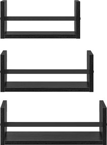 vidaXL Σετ ραφιών τοίχου με ράφι 3 pcs Μαύρη Οξυά 40x16x14εκ.
