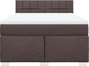 vidaXL Κρεβάτι Boxspring με Στρώμα Σκούρο Καφέ 140x190 εκ. Υφασμάτινο