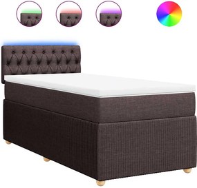 vidaXL Κρεβάτι Boxspring με Στρώμα Σκούρο Καφέ 90x190 εκ. Υφασμάτινο
