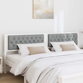 vidaXL Κεφαλάρι Άλλο Λευκό και ανοιχτό γκρι 200 cm Μασίφ ξύλο πεύκου