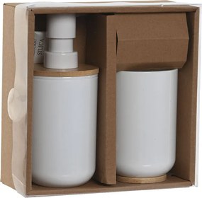 Σετ Μπάνιου Home ESPRIT Λευκό Φυσικό Bamboo πολυστερίνη 7 x 7 x 16 cm