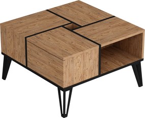 Τραπεζάκι Σαλονιού Atlantic Πεύκο / Μαύρο GRULO 71.8x71.8x43.8