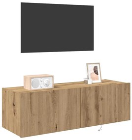 vidaXL Ντουλάπι τοίχου για τηλεόραση με LED φωτισμό από καστανό δρυ 100x35x31 εκ.