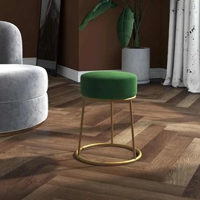 vidaXL Στρογγυλό Σκαμπό Hocker Πράσινο Βελούδινο