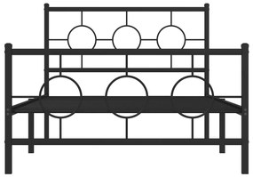 vidaXL Πλαίσιο Κρεβατιού με Κεφαλάρι&Ποδαρικό Μαύρο 107x20 εκ. Μέταλλο
