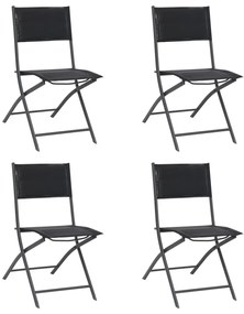 313083 vidaXL Καρέκλες Εξωτερικού Χώρου Πτυσσόμενες 4 τεμ. Ατσάλι/Textilene Μαύρο, 1 Τεμάχιο